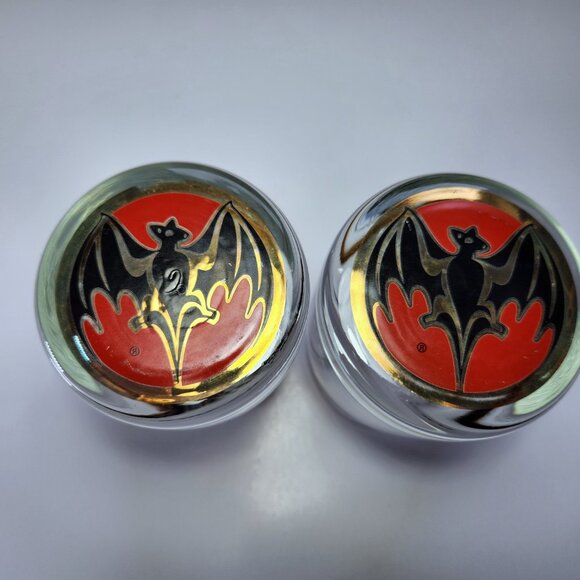 Bacardi Rum Cocktail Glass Bat Logo Lot of 2 Weighted lo-ball Collectable 10oz - Picture 7 of 8